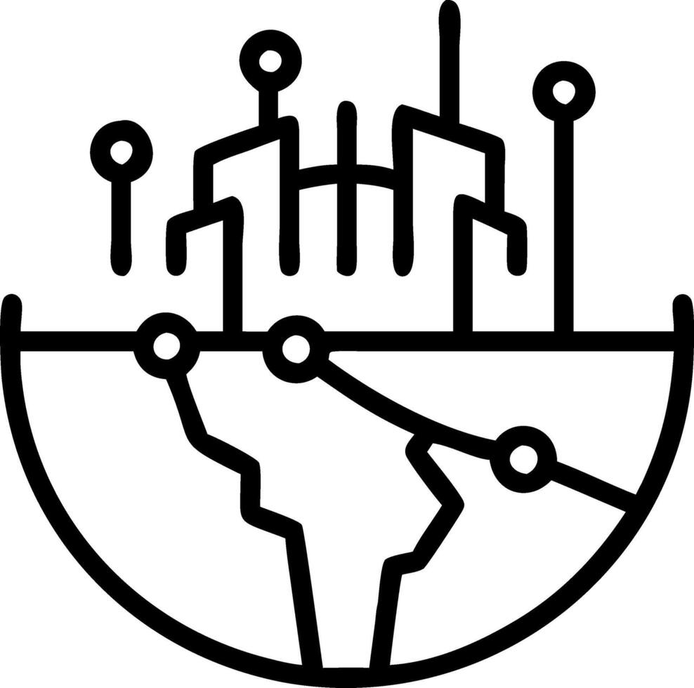Abstract globe with cityscape and network lines with copy space vector