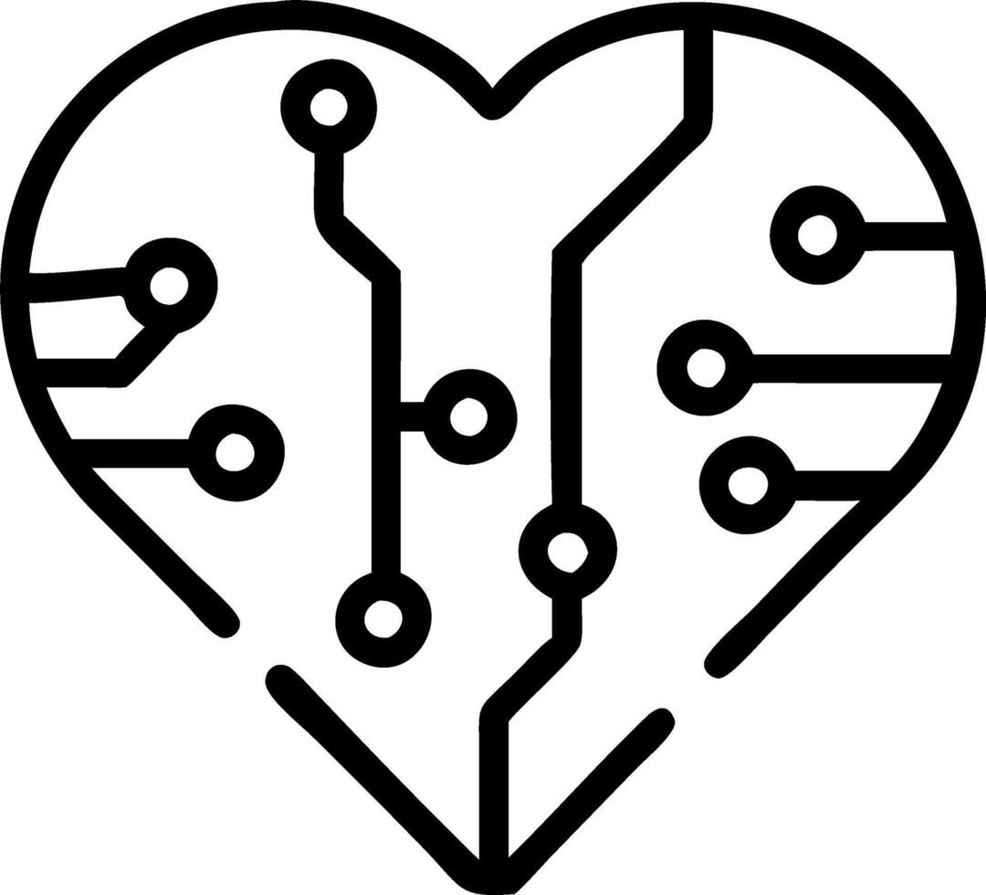 Abstract digital network forming a human heart shape with copy space vector