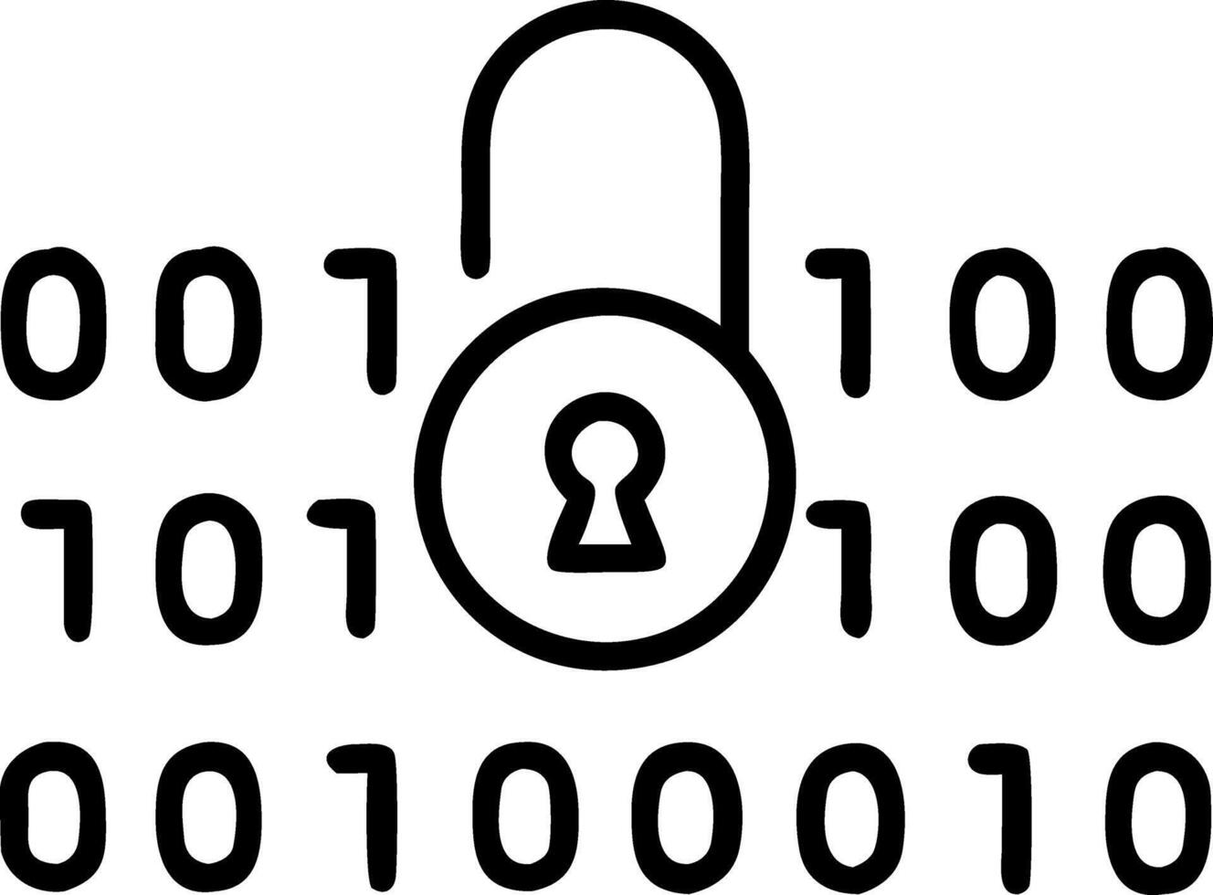 Abstract digital lock with binary code background and copy space vector