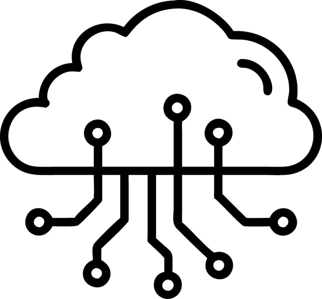 Abstract digital cloud made of circuit lines with copy space vector