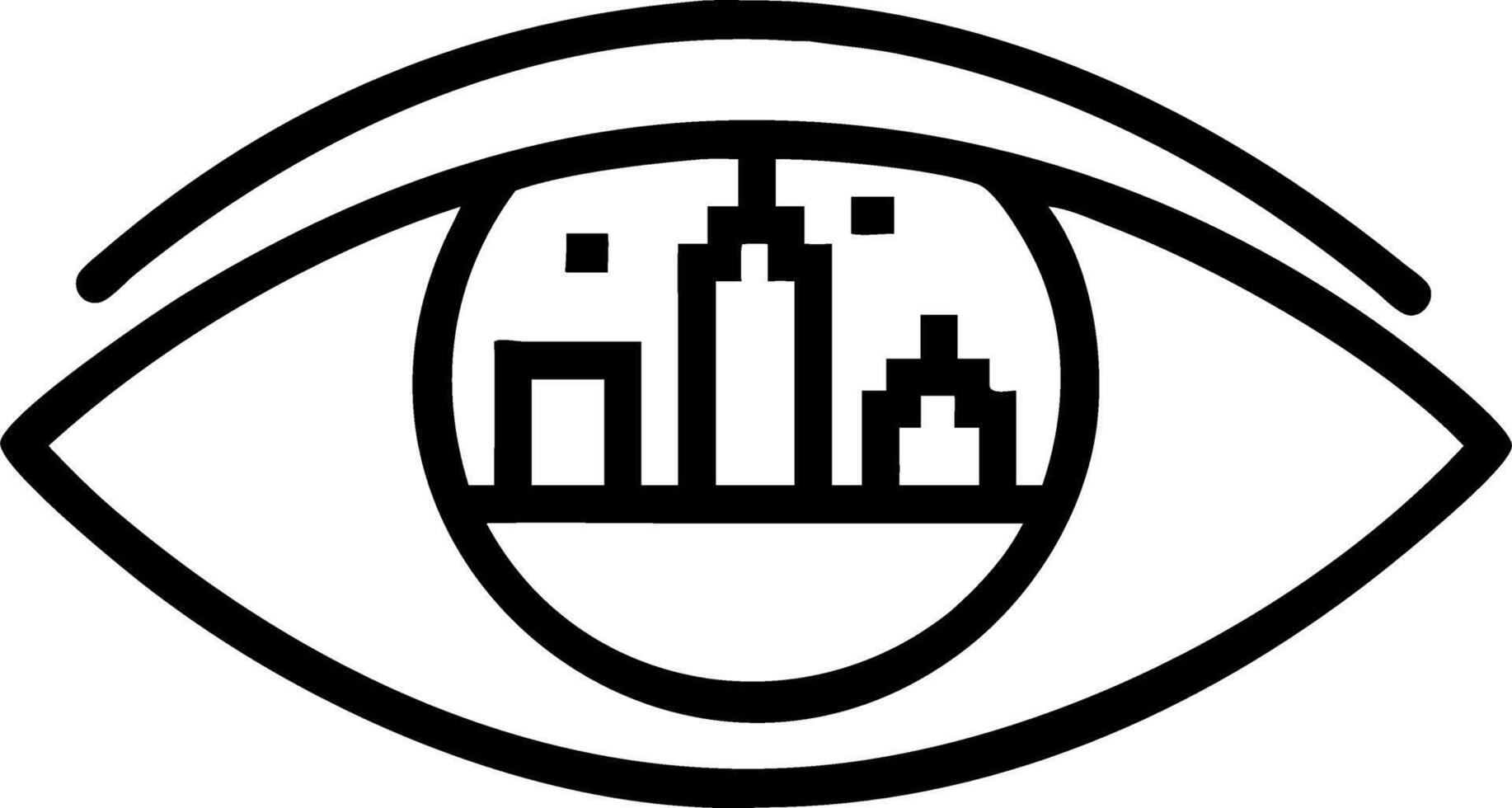 Abstract cityscape reflected in human eye with copy space vector
