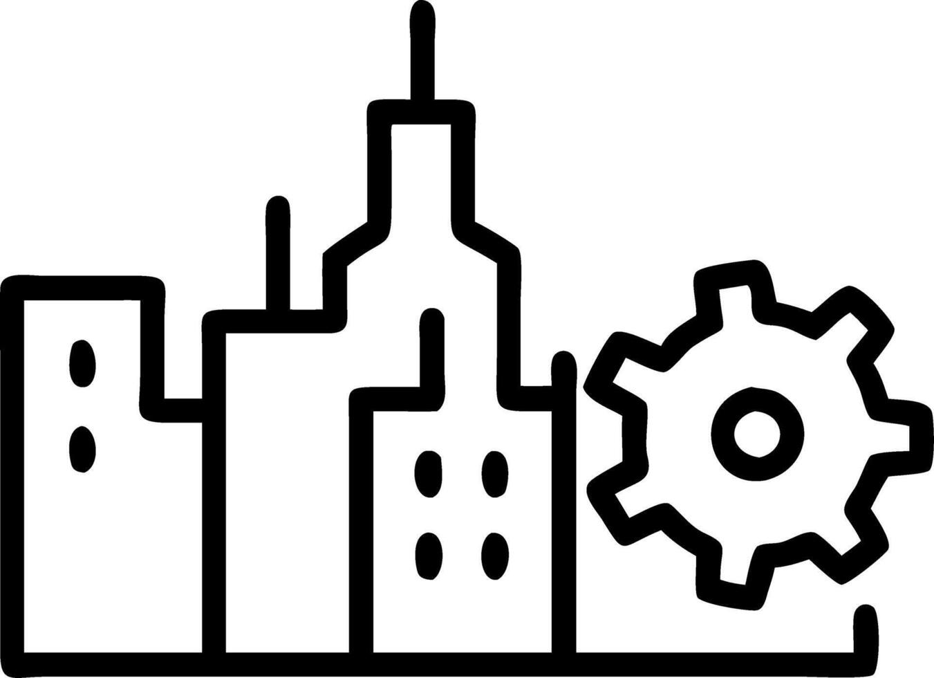 Abstract cityscape with gears integrated into buildings vector