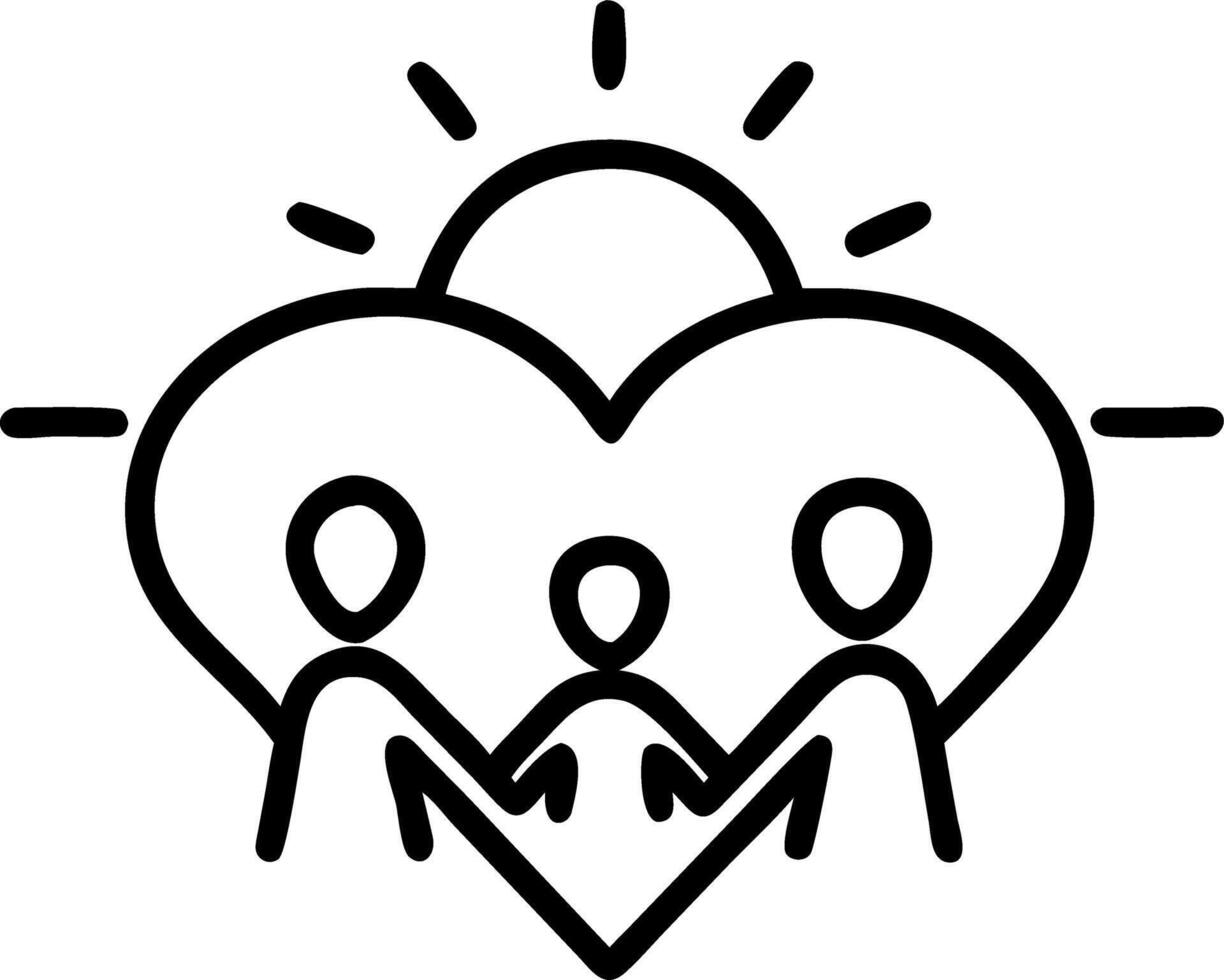 Candid Shot of Family Making Heart Shape with Hands at Sunset vector