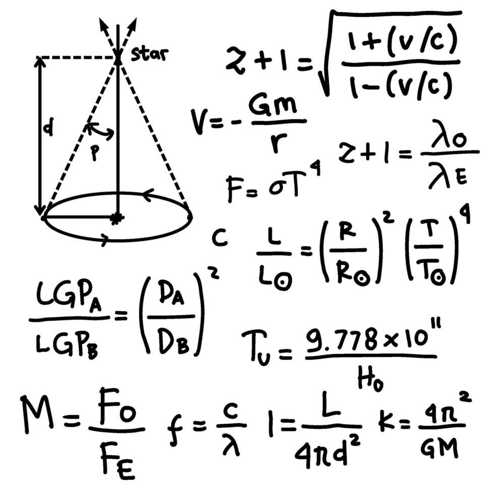 astronomy doodle formula vector