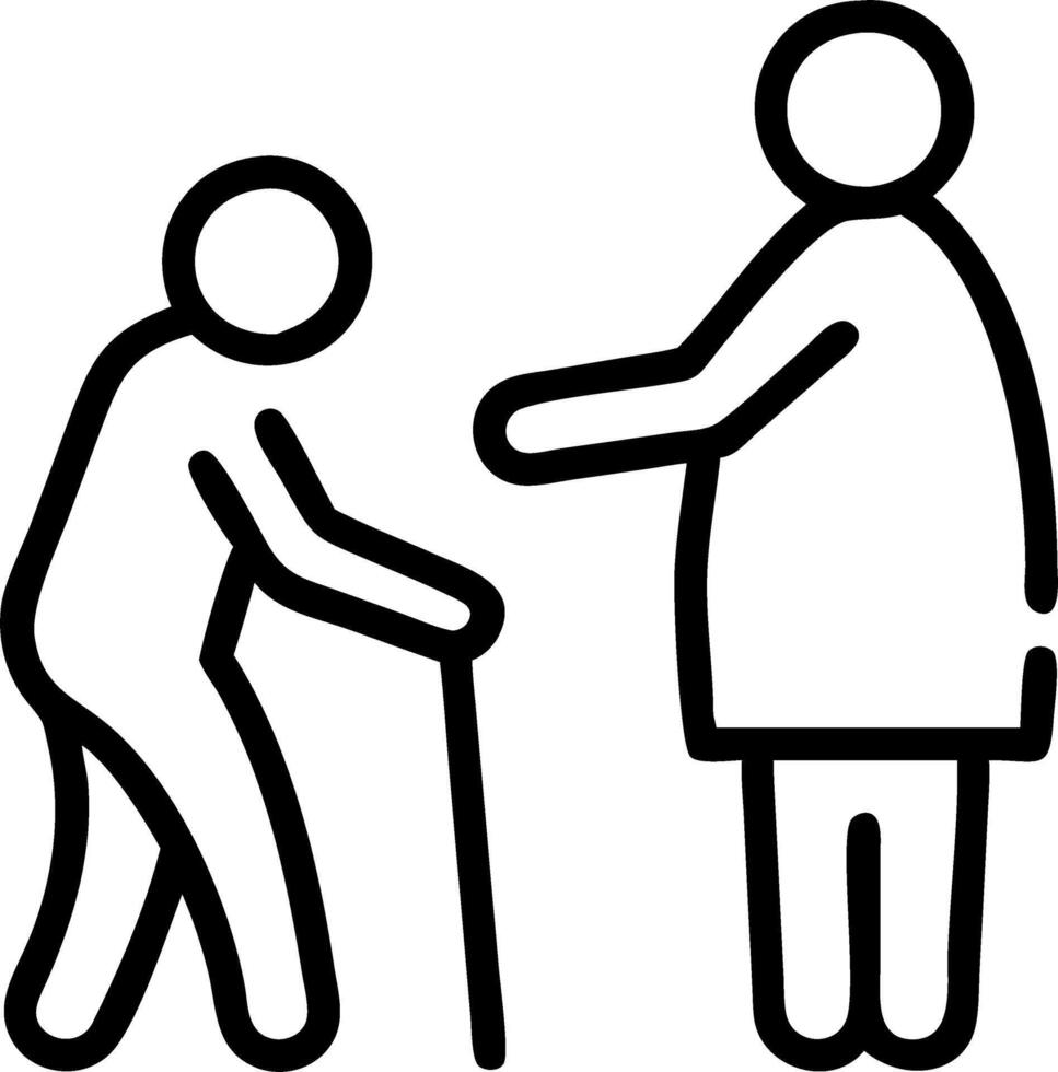 Candid photo of a caregiver helping an elderly person with groceries vector
