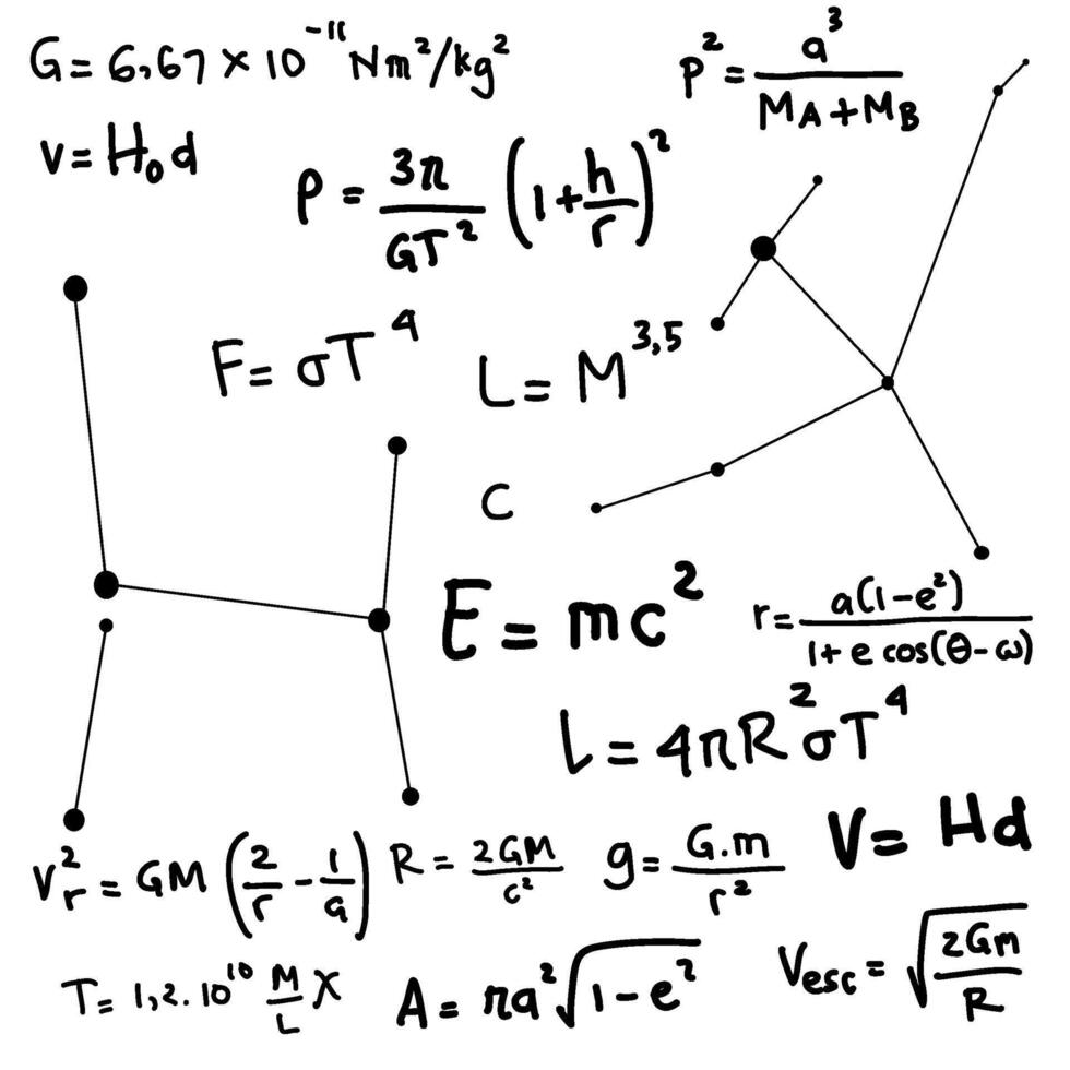 hand drawn astronomy formula background vector
