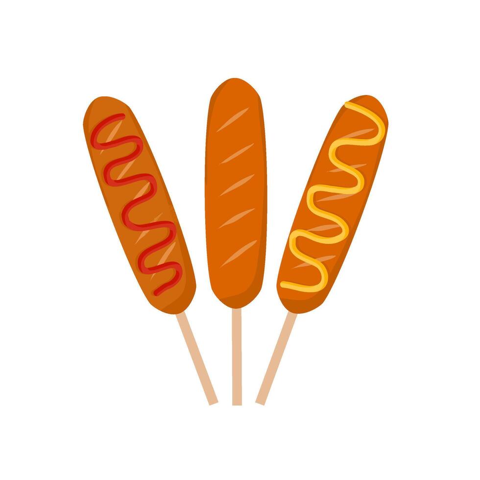 grilled sausage with different topping vector