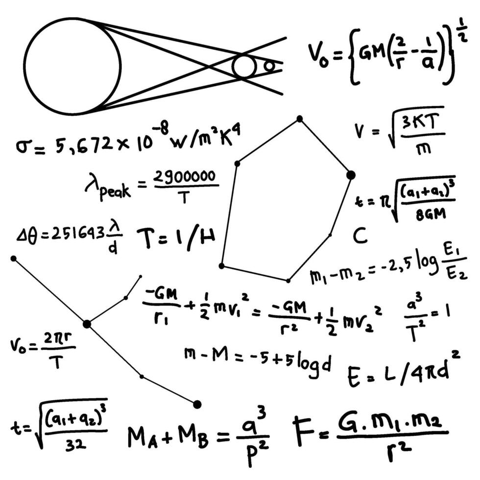 astronomy doodle formula design vector