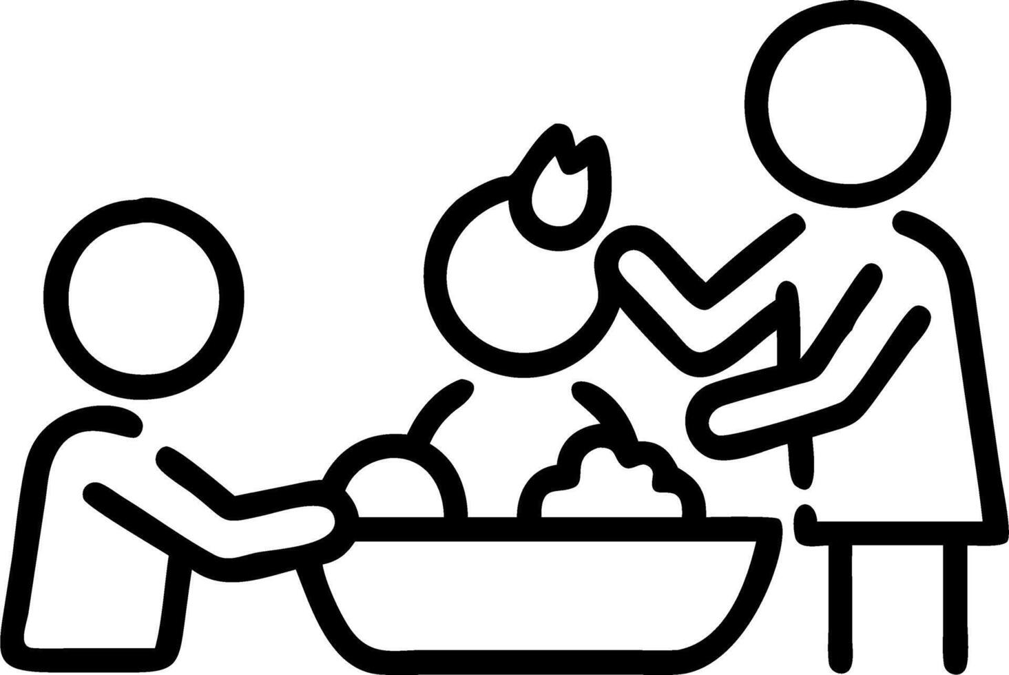 Candid Family Meal Prep with Fresh Ingredients vector