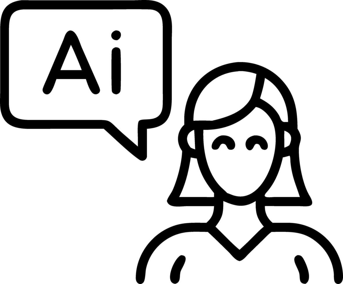 Businesswoman interacting with virtual AI assistants in blurred office setting vector