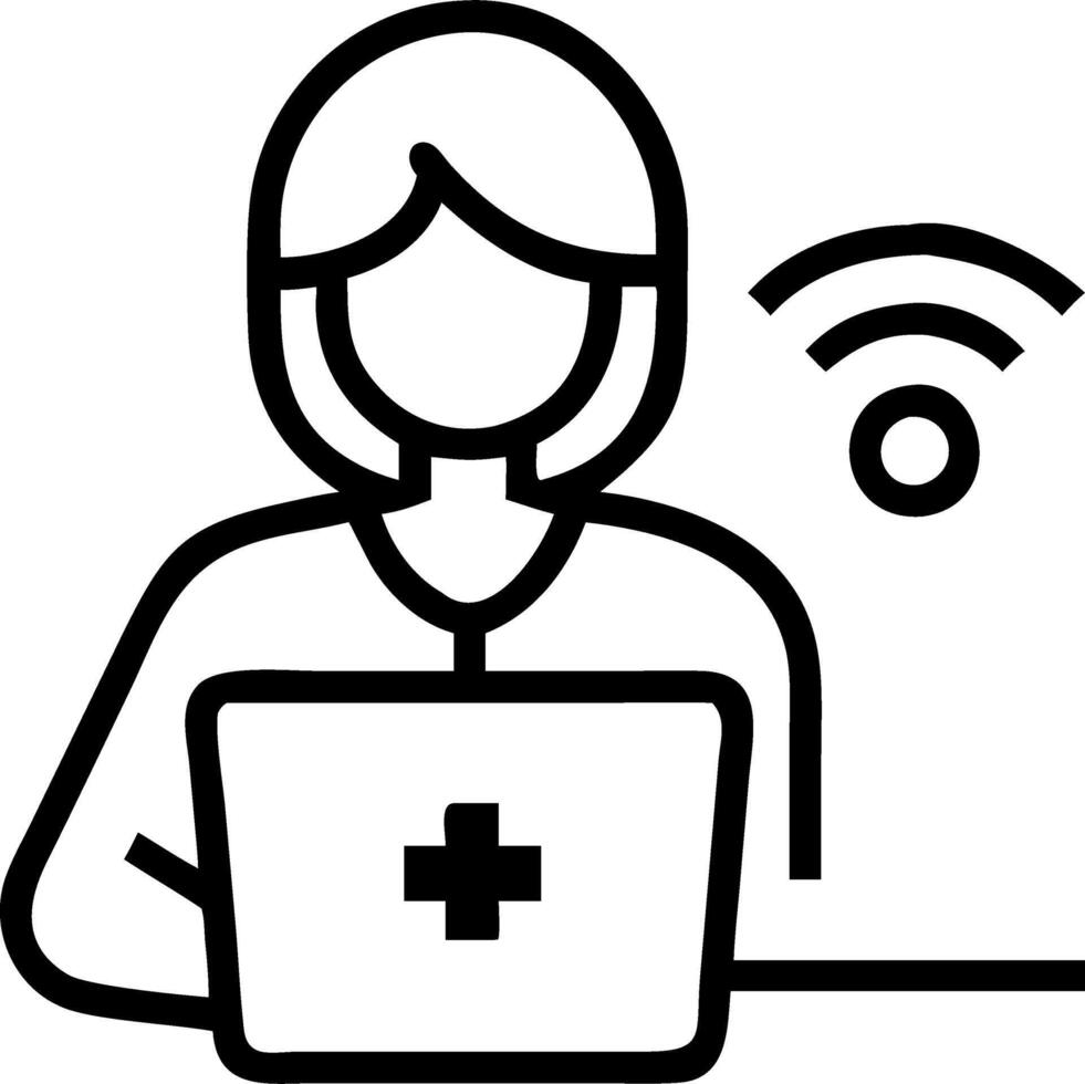 Business themed photo of tech savvy nurse using advanced medical devices with copy space vector