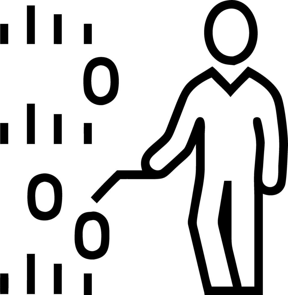 Businessman standing before abstract path of digital transformation vector