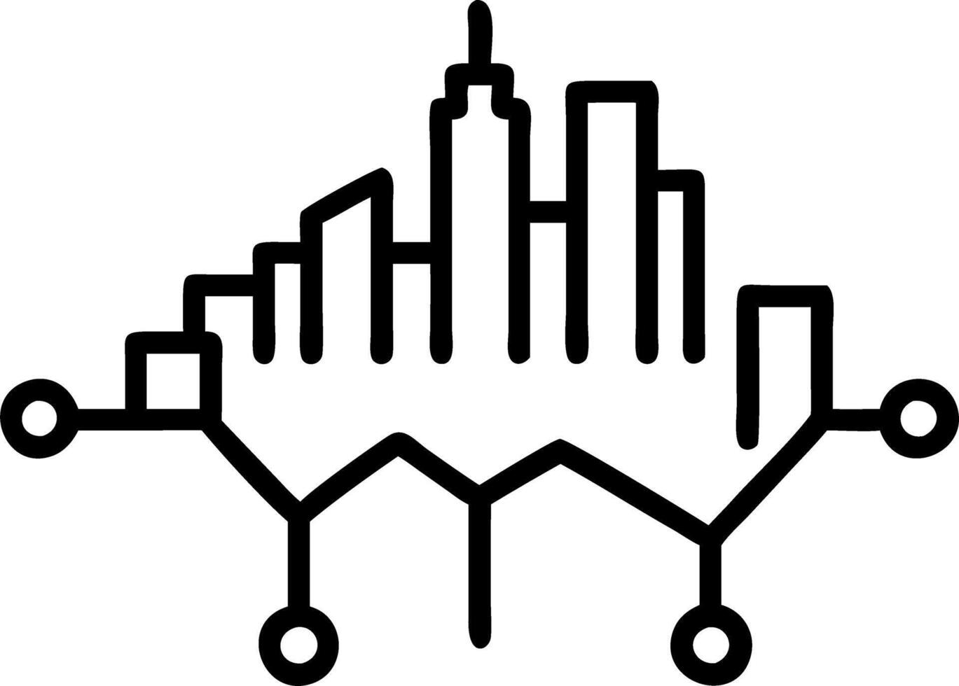 Abstract network of lines forming a city skyline over soft background vector