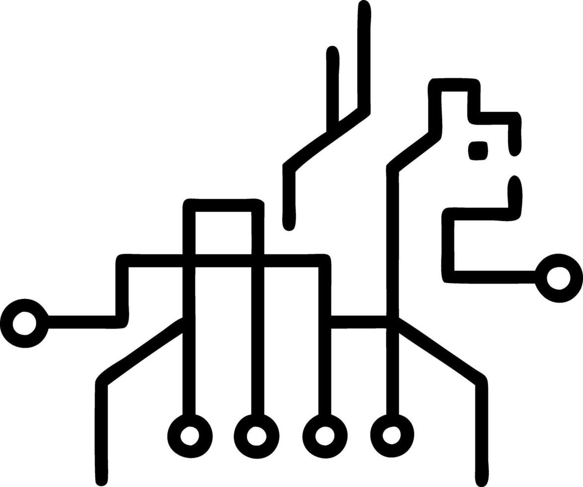 Abstract cityscape with data streams flowing through buildings vector