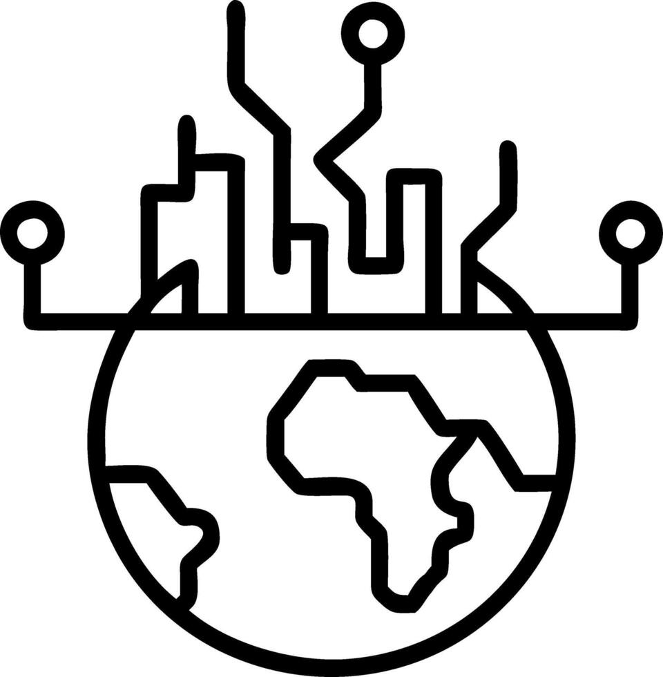 Abstract cityscape with world map and connecting lines vector