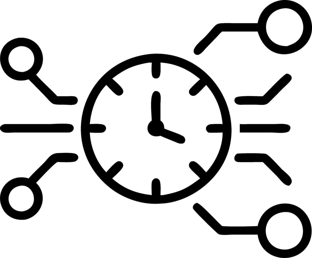 Abstract clock with AI elements representing efficiency in business vector