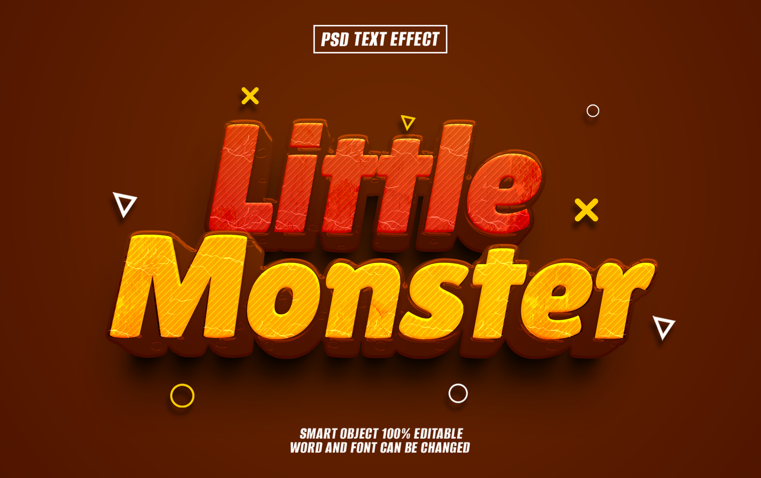3D text effect Little Monster in red and orange psd