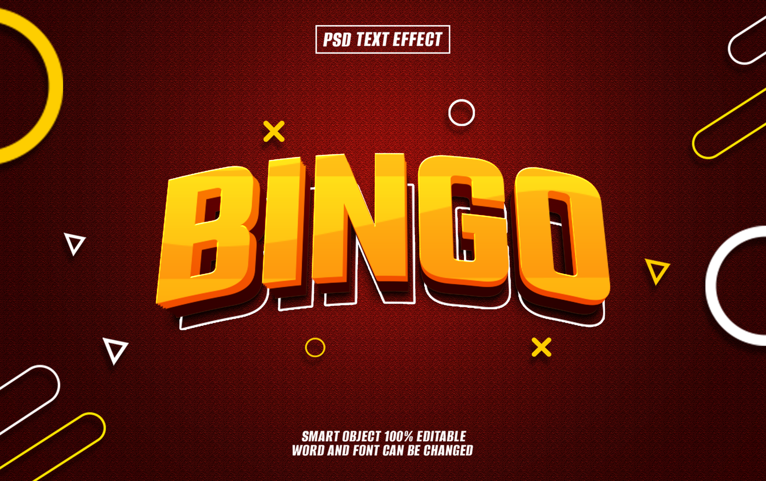 3D text effect Bingo on dark red background psd