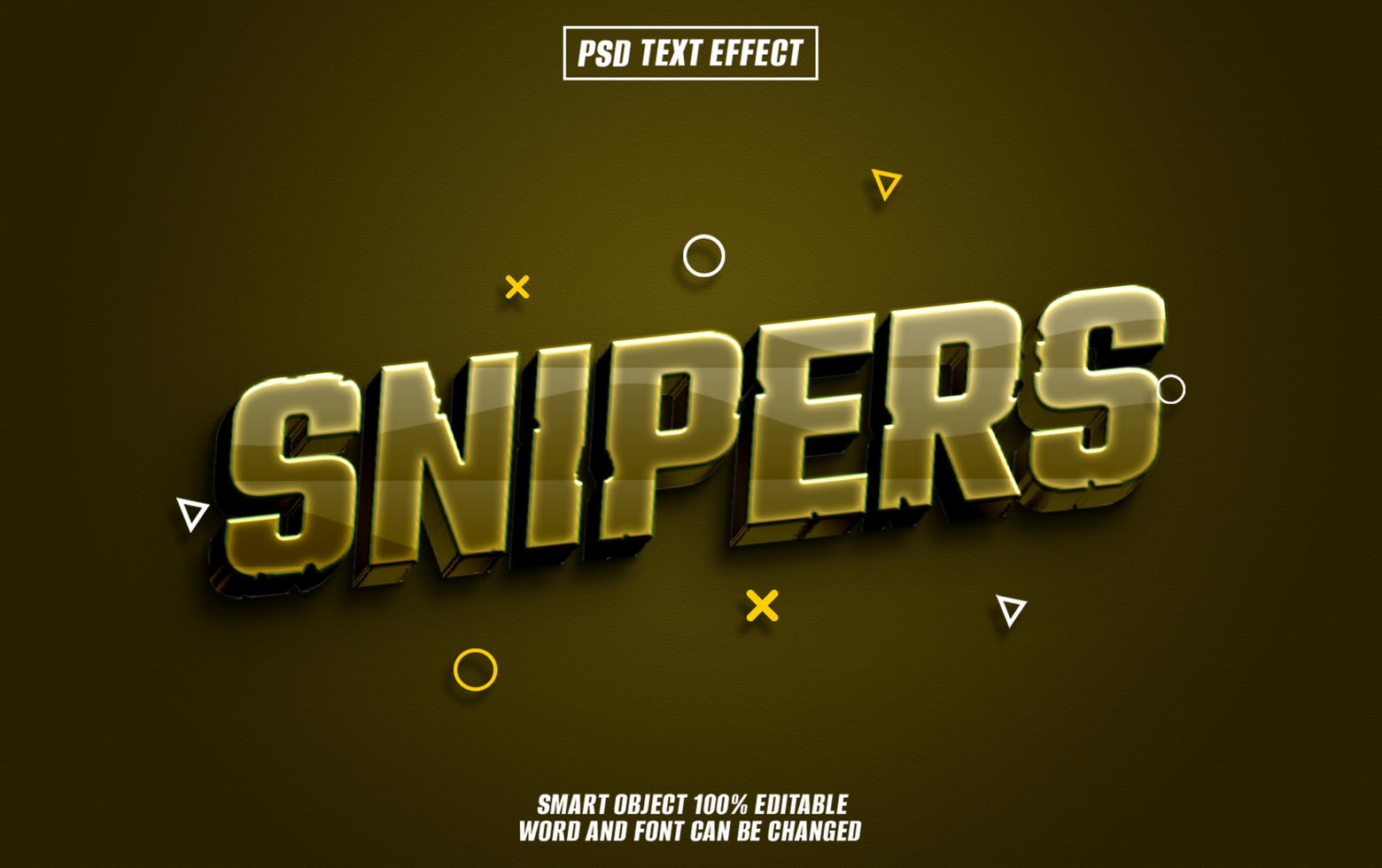 3D gold text effect Snipers on olive green background. psd