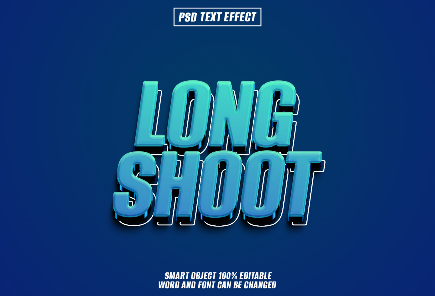 3D text effect Long Shoot in teal and dark blue psd