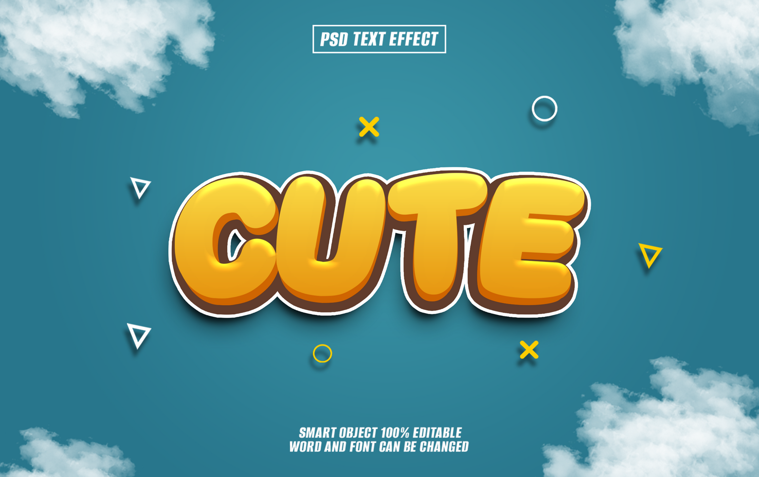 Cute 3D text effect with glossy, cartoonish style psd