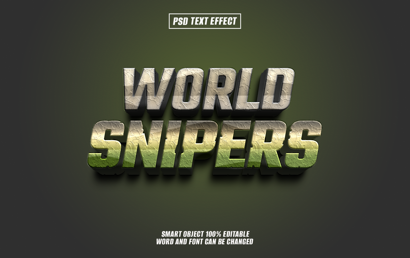 3D text effect World Snipers with stone texture psd