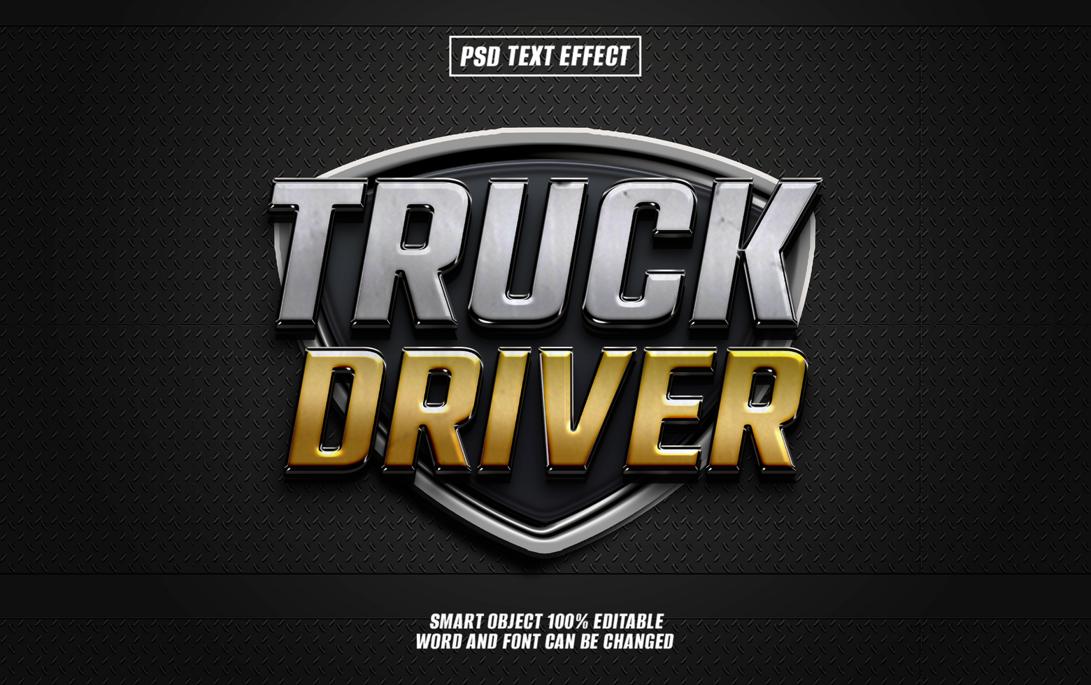 3D metallic text effect Truck Driver on dark background. psd