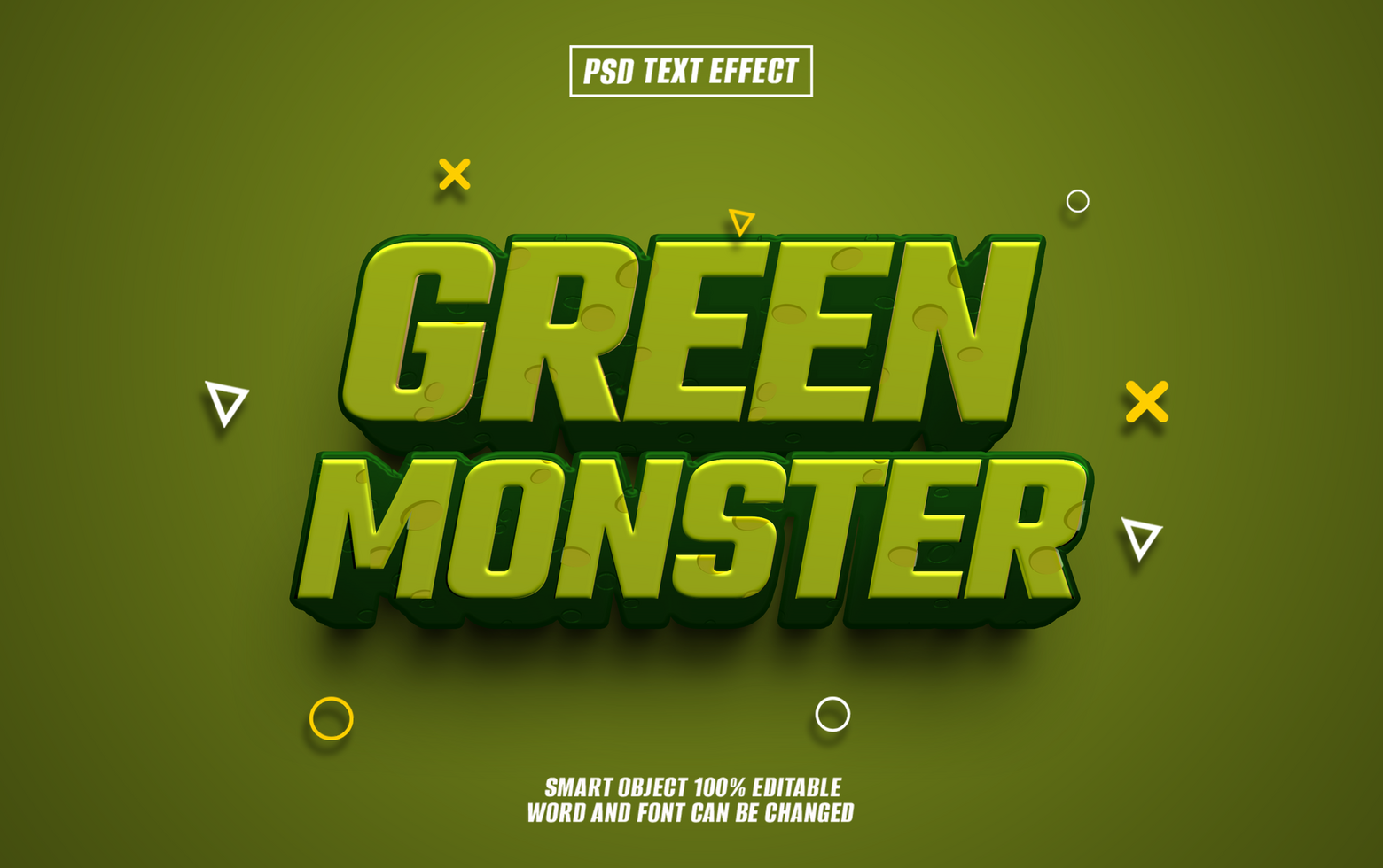 3D Green Monster text effect. psd