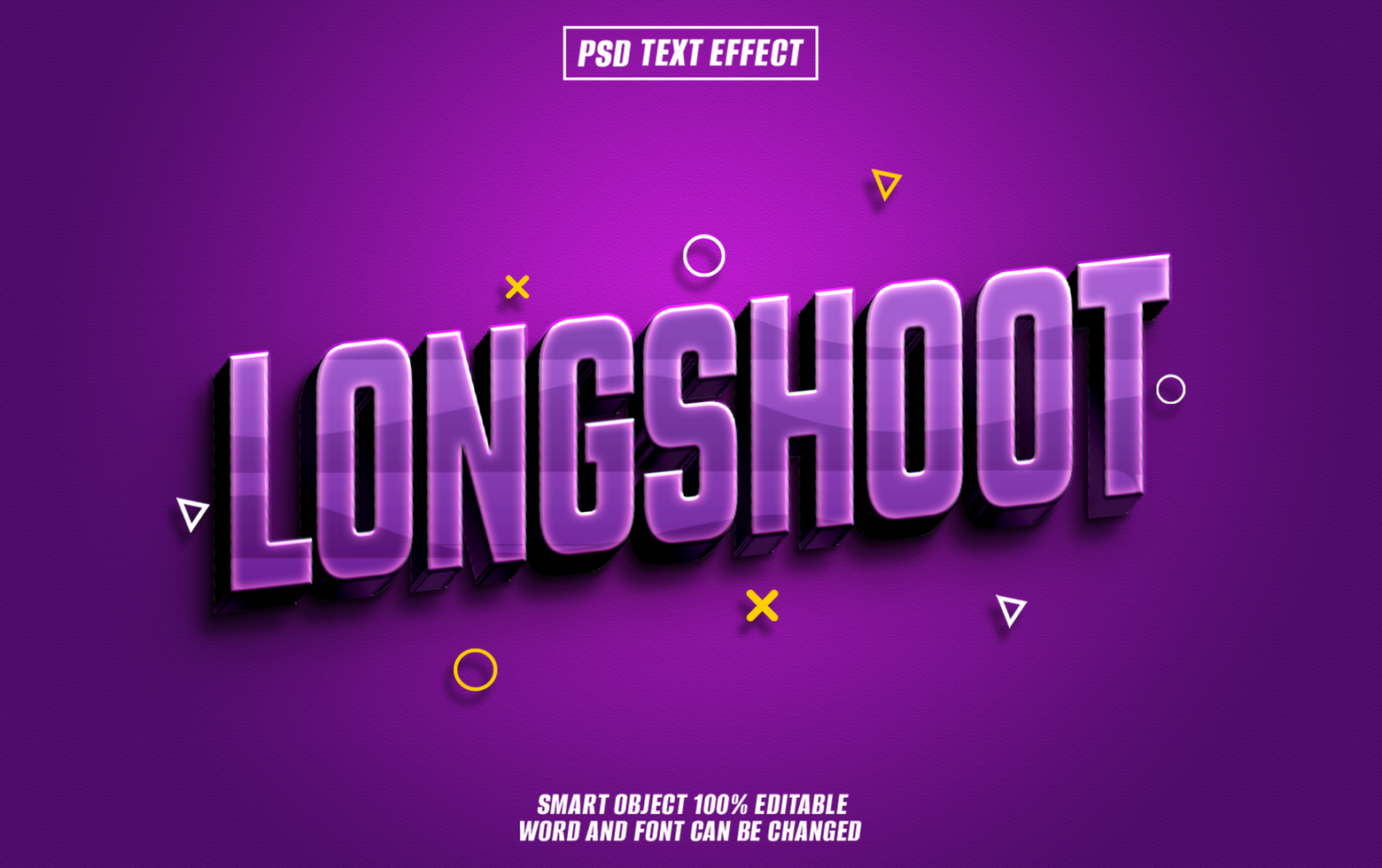 3D purple text effect LONGSHOOT psd
