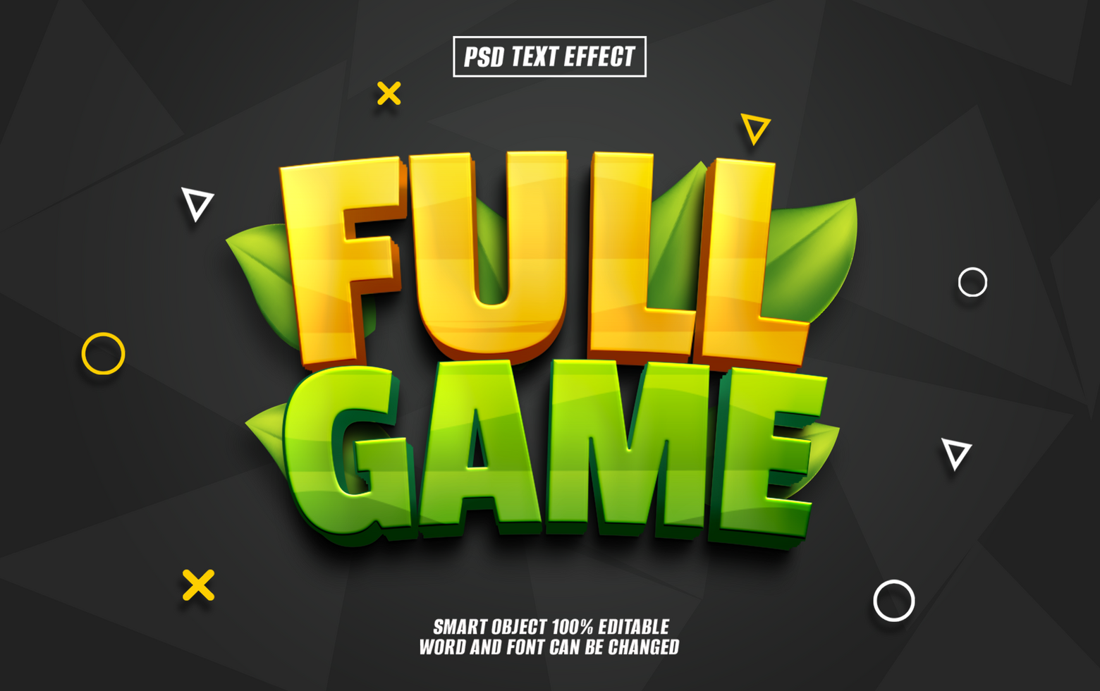 3D text effect Full Game on dark background. psd