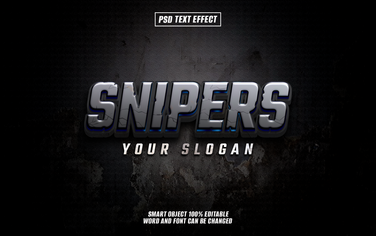3D metallic text effect Snipers on grunge background. psd