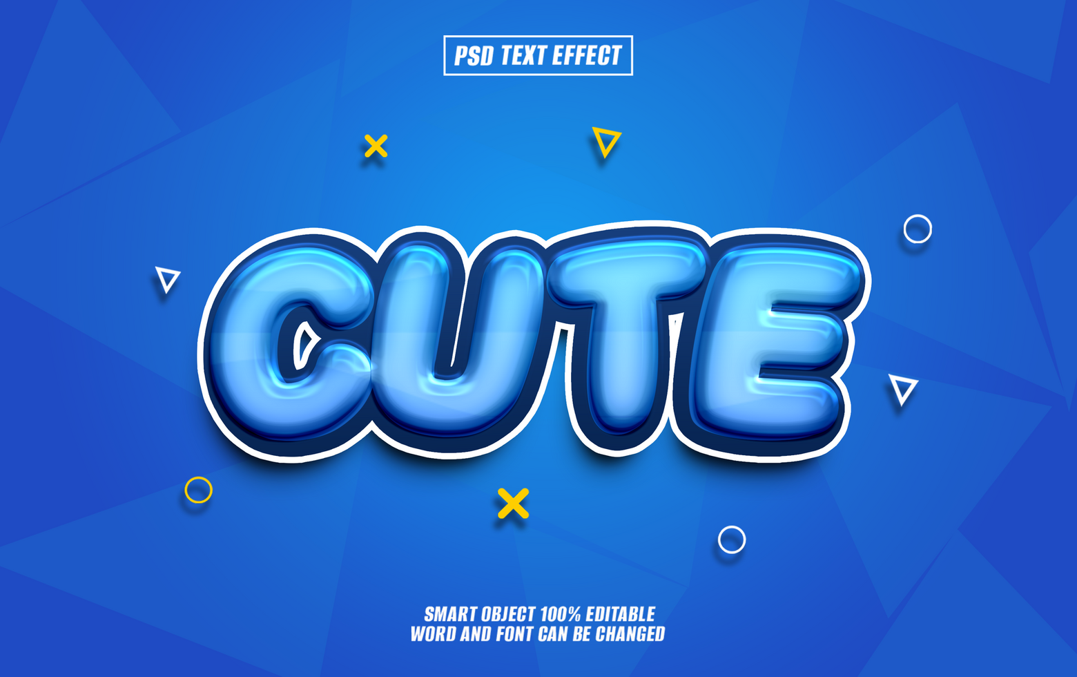 cute text effect with glossy, cartoonish psd
