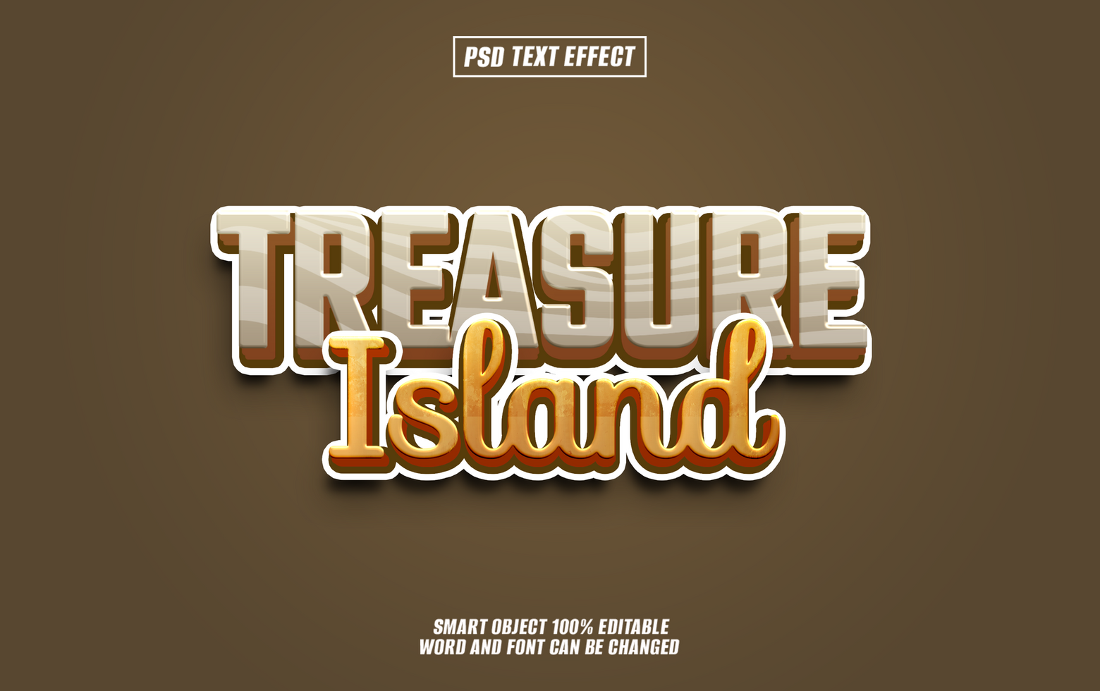 3D text effect design Treasure Island psd