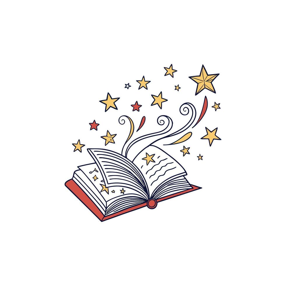 Open Book with Magical Stars vector