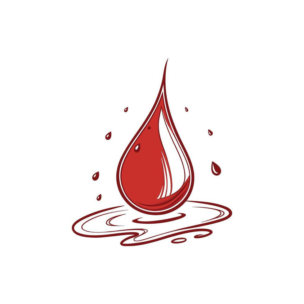 Single Red Blood Drop vector