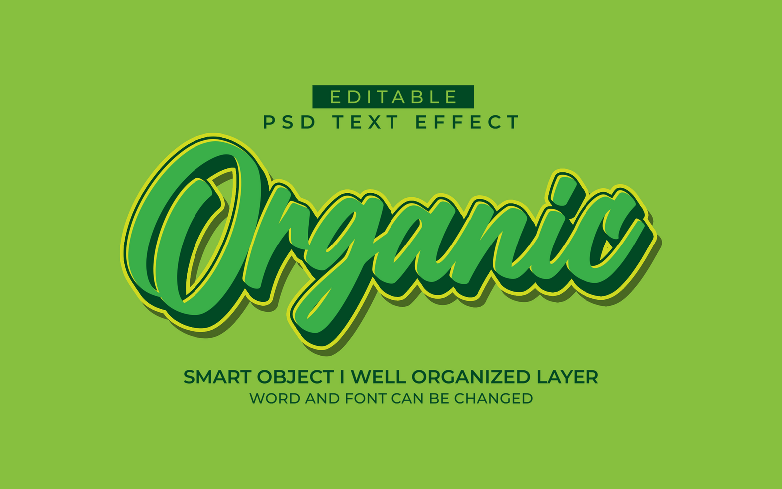 3d editable organic text effect typography style template psd