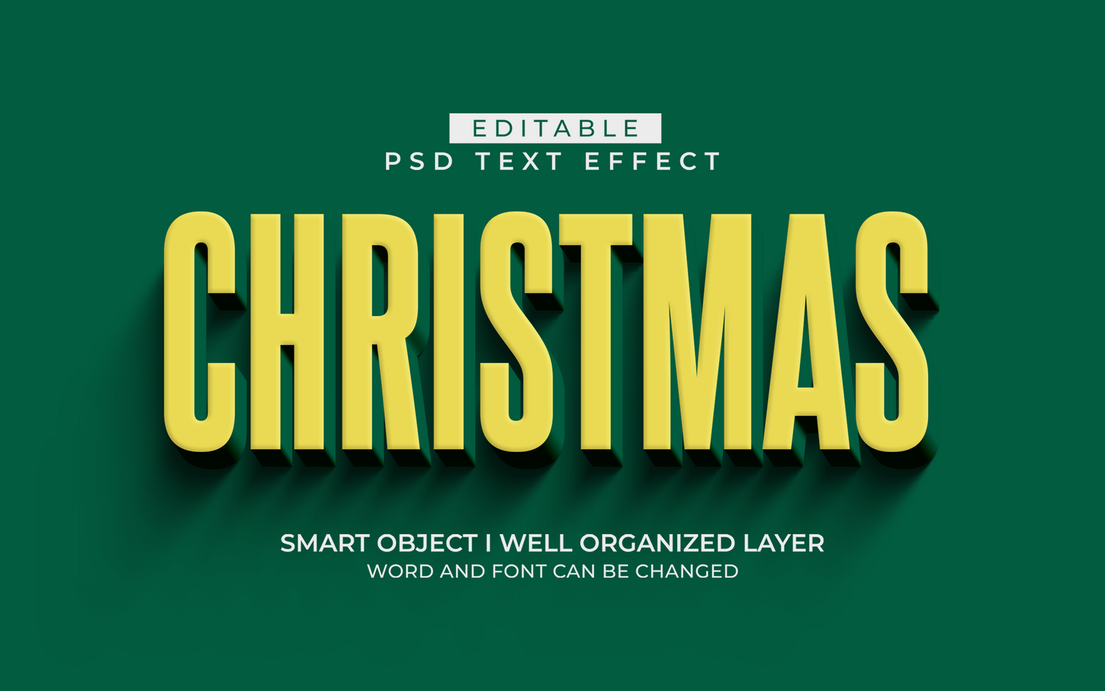 3d editable christmas text effect typography style psd