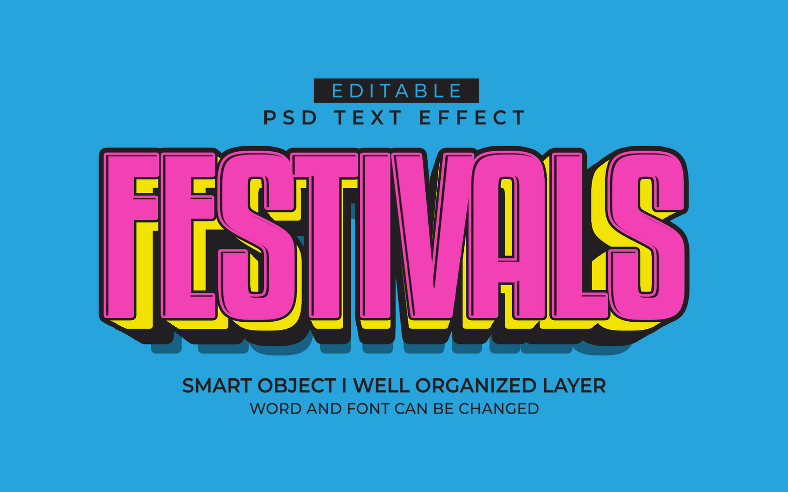 3d editable festivals text effect typography style template psd