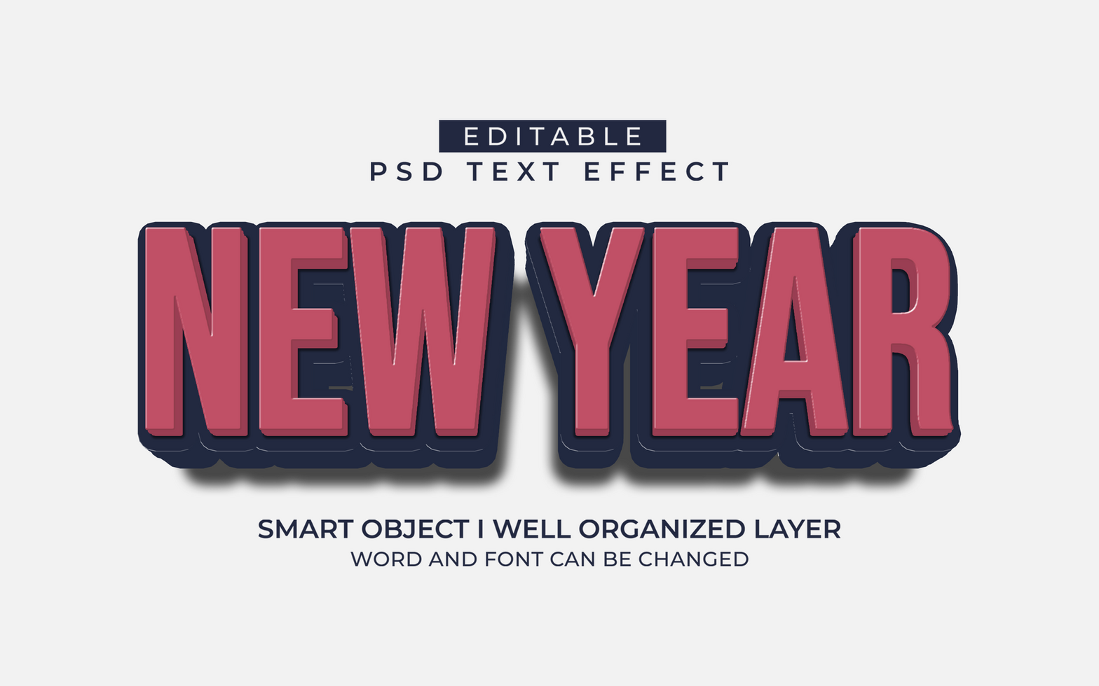 3d editable happy new year text effect style psd
