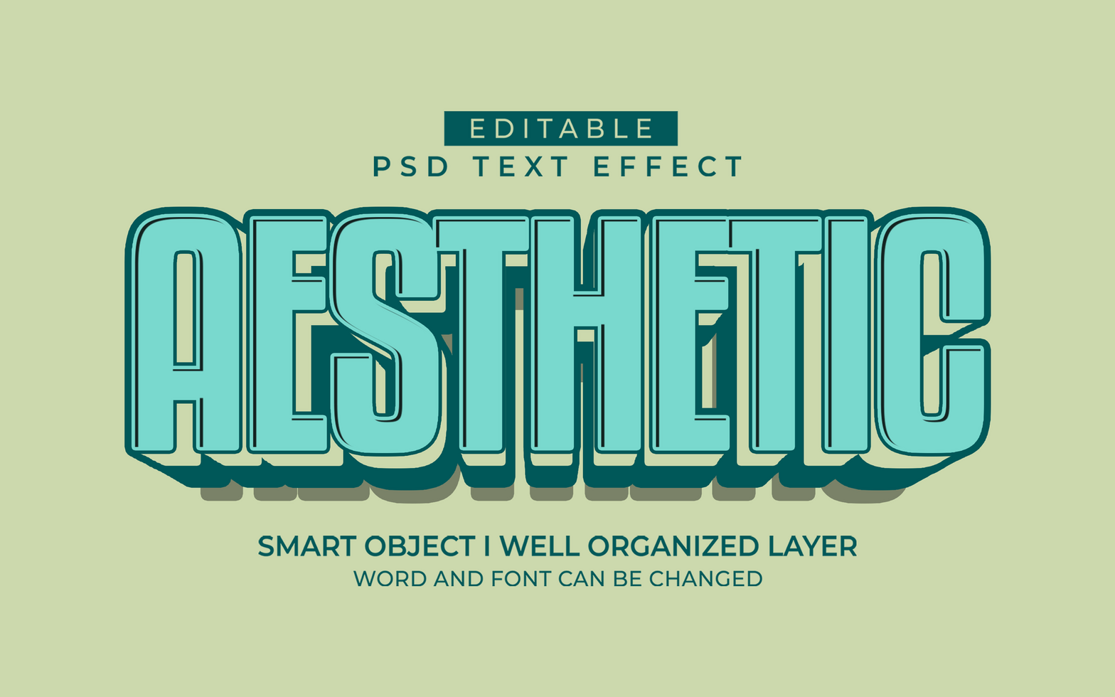 3d editable aesthetic text effect typography style template psd