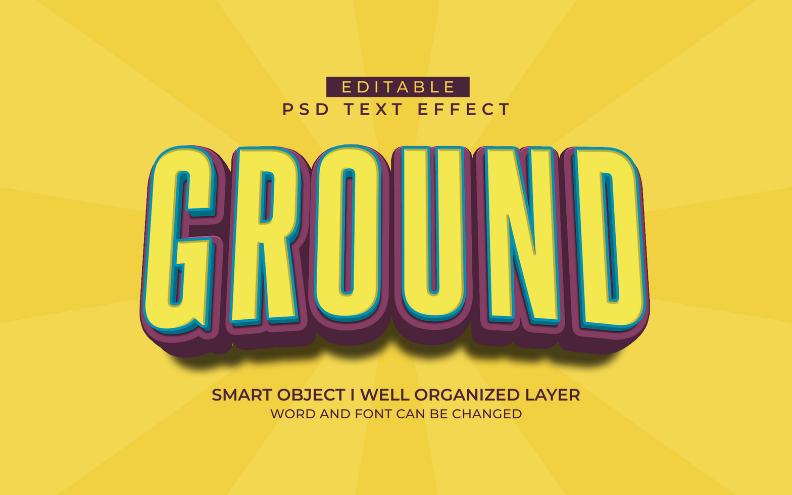 3d editable ground text effect typography style template psd