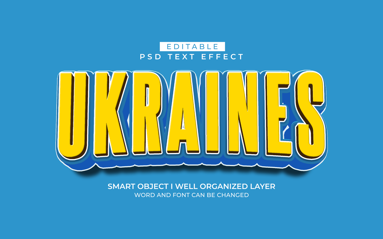 3d editable ukraine text effect typography style template psd