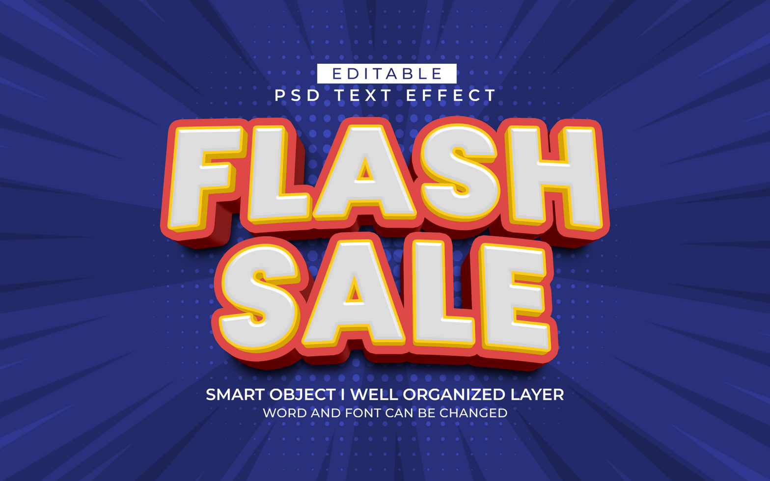 3d editable flash sale text effect typography style psd
