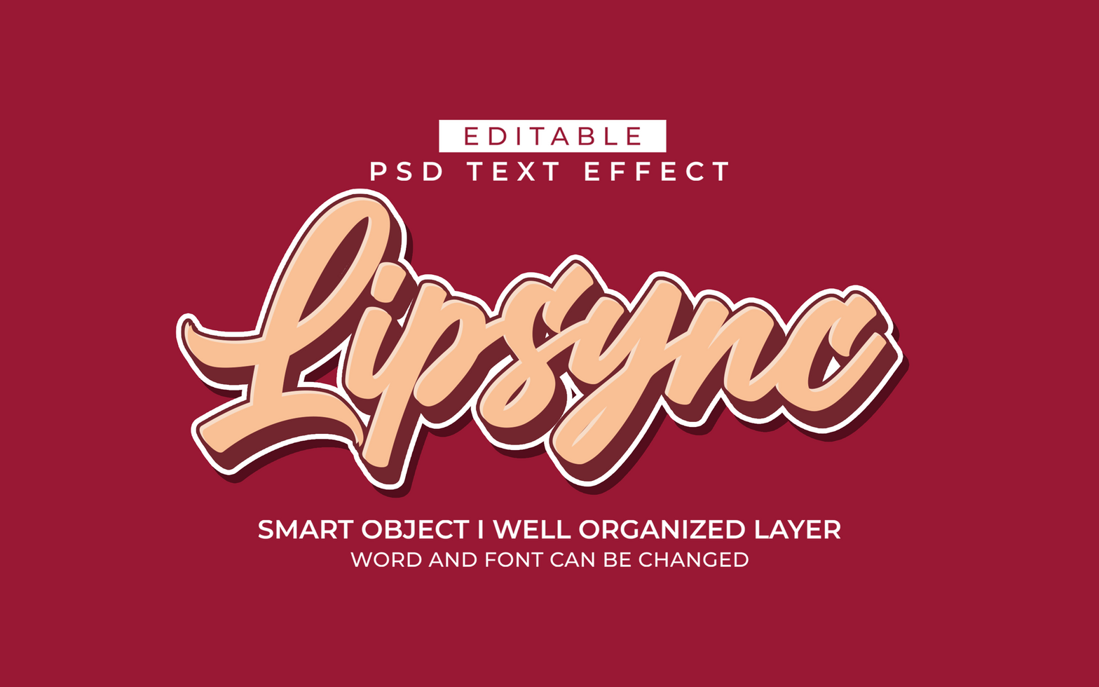 3d editable lipsync text effect typography style template psd