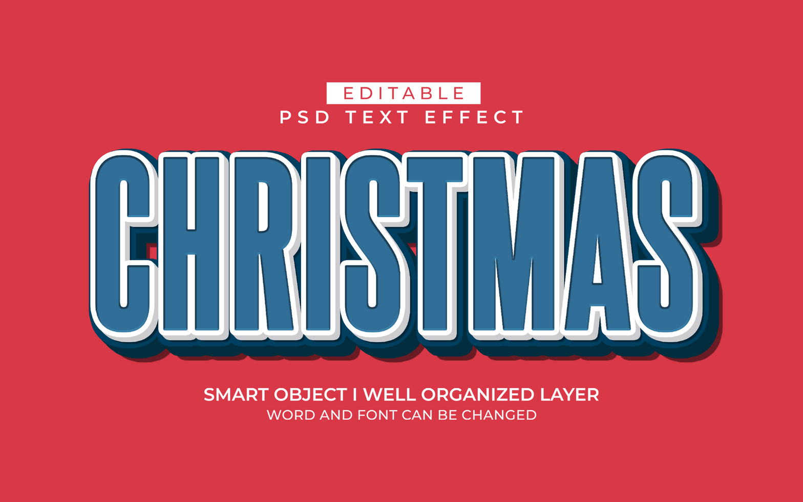 3d editable xmas text style psd