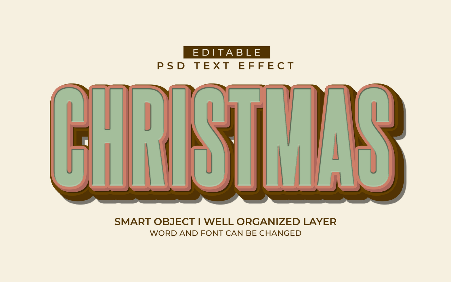 3d editable xmas text effect style psd