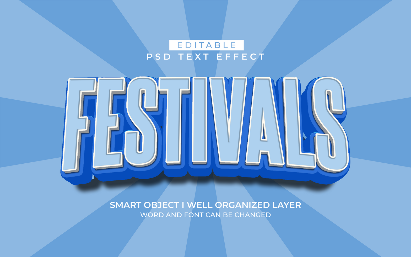3d editable festival text effect typography style template psd