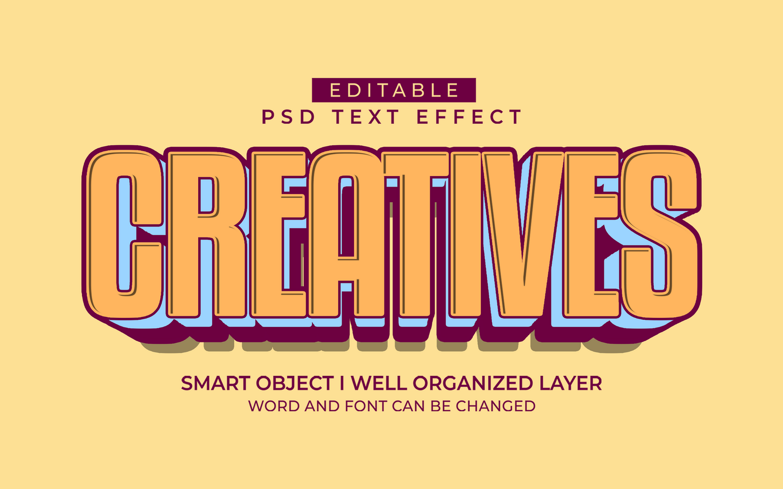 3d editable creative text effect typography style template psd