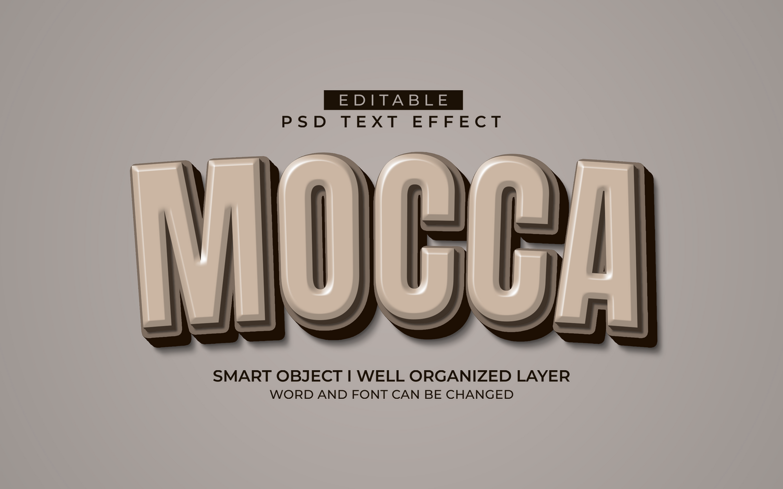 3d editable mocca text effect typography style template psd