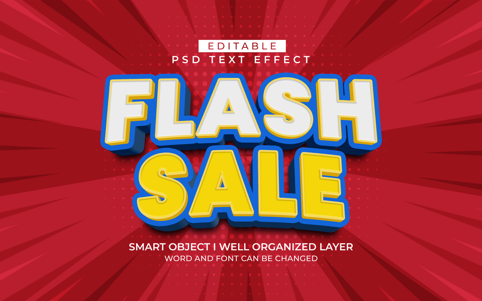3d editable flash sale text effect style psd
